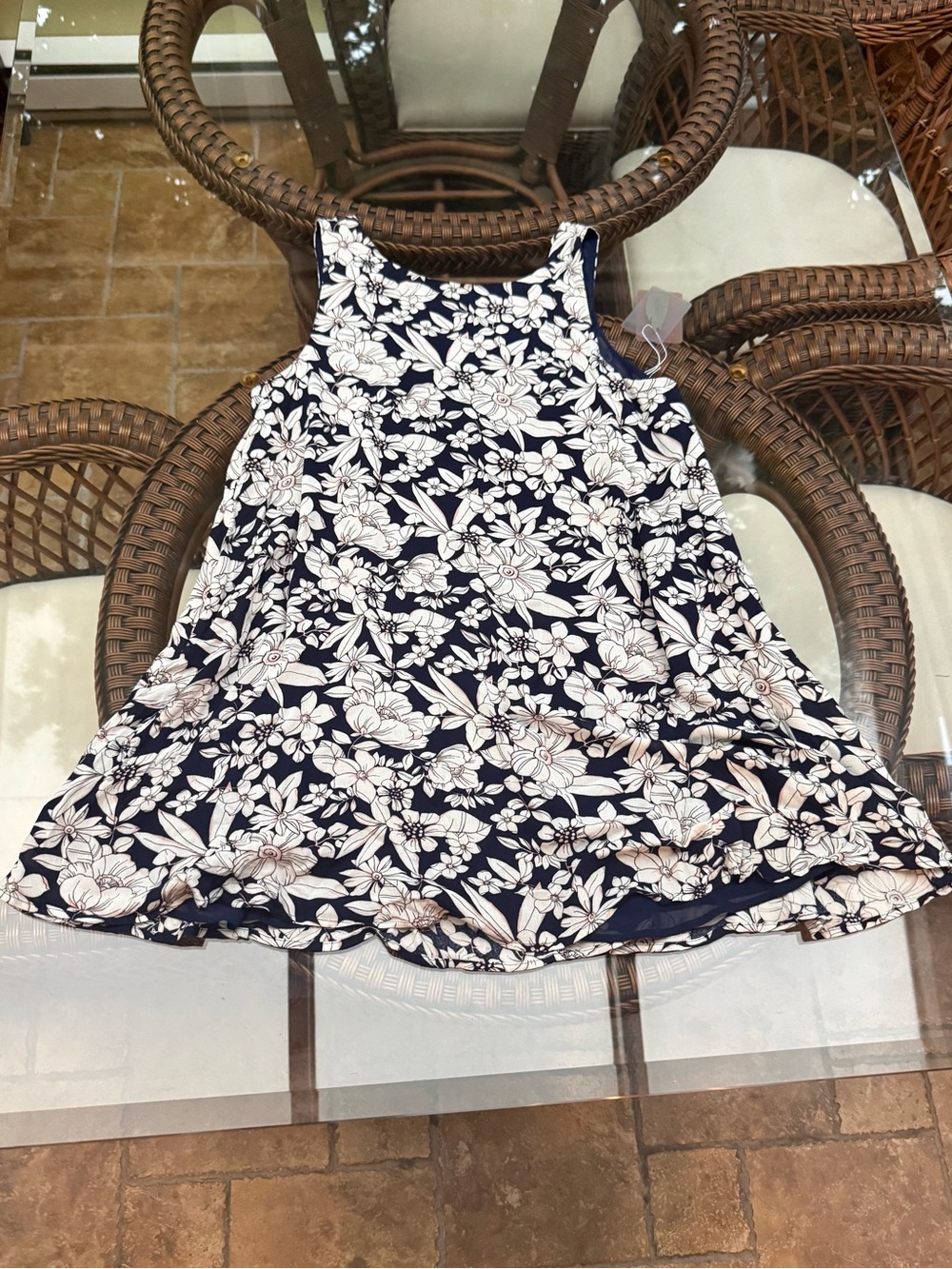 Navy Floral Mini Dress for Women - Sleeveless Swing Style